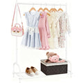 Kids Clothing Rack, Small Clothes Shelf with Metal Storage Shelf, Kids Dress Up Storage Rack, (White) - color: White