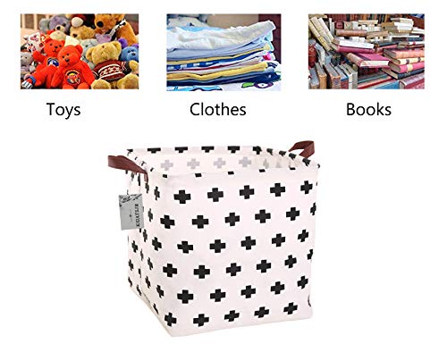 Square Canvas Toy Storage Bins Basket with Handle Collapsible Toy Organizer for Nursery Storage, Kid's Toy & Laundry, Gift Baskets(Cross) - color: Cross