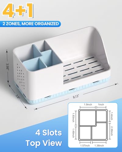 Toothbrush Holders for Bathroom Counter - Detachable Bathroom Organizer and Storage Electric Toothbrush and Toothpaste Holder, Bathroom Decor Accessories for Countertop, Shower, Sink - color: Whiteblue