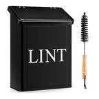 Calindiana Modern Farmhouse Metal Magnetic Lint Bin with Lid and Laundry Room Organization and Storage Wall Mount Space Saving Washer and Dryer Trash Can (Black (LINT Brush Set)) - color: BLACK (LINT BRUSH SET)