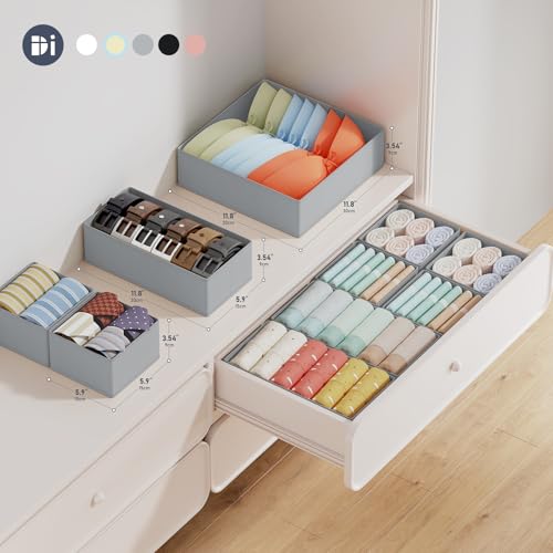 DIMJ Drawer Organizer Clothes Storage - 18 Pack Baby Dresser Organizer for Nursery, Foldable Closet Drawer Organizer Bins for Bedroom Organization, Fabric Storage Dividers for Socks, Underwears, Bras - color: Gray, size: 18 Pack