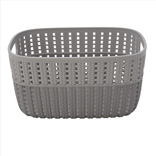 Simplify 2 Pack 2 Tone Sailor Knot Plastic Storage Tote | Decorative Basket | Closet Organization | De-clutter | Accessories | Toys | Bathroom Organization | Small | Grey/Grey - color: Grey/Grey, size: Small, style: 2 Pack