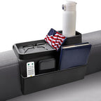 KindGa Couch Cup Holder Tray,Silicone Couch Arm Cup Holder,Couch Arm Organizer for Sofa Drinks/Phone/Remote/Snacks,Couch Armrest Recliner Armchair Caddy - Black - color: Black