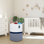 COMSE Extra Large Blanket Basket, Tall Woven Storage Basket, Nursery Hamper, 15.7”x 21.7”, Cotton Rope Laundry Hamper for Toys Clothes Towels, Blend White/Navy Blue - color: Blend White & Navy Blue