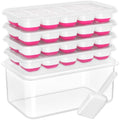 DOQAUS Ice Cube Tray with Lid and Bin - 4 Pack Silicone Ice Cube Trays for Freezer, Stackable Ice Bucket Kits with Storage Container & Scoop for Kitchen, RV, Cocktail, Coffee - color: Light Pink