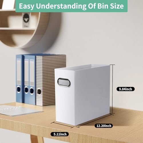 Collapsible File Organizer Box with Handle,12.20x5.11x9.84Inches, Filing Organizer for Home or Office, Small Portable File Box(2 Packs, White) - color: White, style: 2 Packs