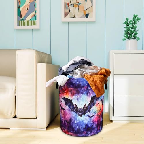 Bat Laundry Basket Oxford Cloth Funny Gothic Laundry Hamper With Handle Foldable Portable Clothes Storage Basket 18.9 X 16.5 In Storage Bag For Laundry Room/Bathroom/Bedroom/Dormitories - color: Bat