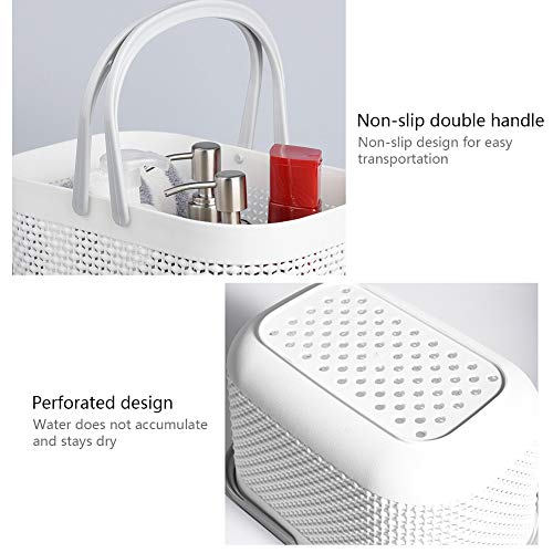 UUJOLY Plastic Storage Baskets with Handle Shower Caddy Organizer Bins for Home Bathroom Kitchen (3 Pack-White) - color: White, size: 3 Pack