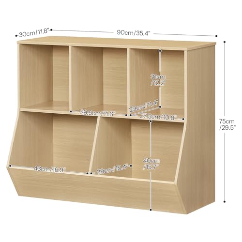 HOOBRO Kids Bookshelf, Bookcase Footboard, Toy Storage Cubby, Children's Toy Shelf, 35.4" L Storage Cabinet, Fit for Children's Room, Playroom, Hallway, Kindergarten, Natural NL32CW01 - color: Natural, size: 35.4"L x 11.8"W x 29.5"H