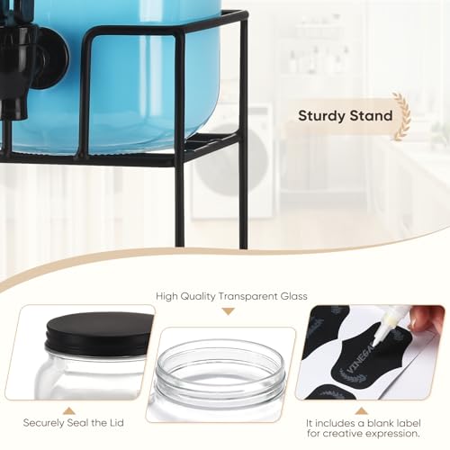 Liquid Laundry Detergent Dispenser, Three 2.2L Laundry Detergent Dispenser Glass Jar for Liquid Detergent, Fabric Softener- Laundry Soap Dispenser for Laundry Room Organization