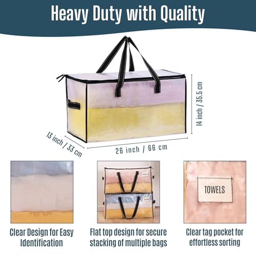 VENO 6 Pack Heavy Duty Moving Bags, Clear Storage Bags for Clothes and Comforters, College Dorm Essentials Packing Supplies, Foldable Boxes Alternative (Clear, 6 Pack) - color: Clear, size: 6 Pack