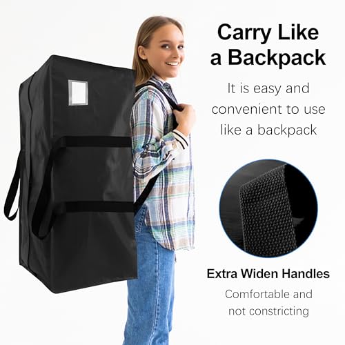 6 Pack Heavy Duty Extra Large Moving Bags W/Backpack Straps - Strong Handles & Zippers, Storage Totes For Space Saving, Fold Flat, Alternative to Box and Bin (40 gal, Black) - color: Black, size: 40 Gal - 6 Pack