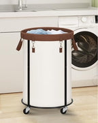 STORAGE MANIAC Rolling Laundry Hamper with Wheels 110L Laundry Basket, Round Laundry Cart with Metal Frame and Removable Bag, Clothes Hamper for Bedroom, Bathroom, Dorm Room, Laundry Room, Beige - color: Beige