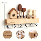 Key Holder with Shelf for Wall, Key Organizer Wall Mount with Hooks, Rustic Wooden Home Decoration for Entryway, Living Room, Bedroom, Cute Key Holder with Shelf.