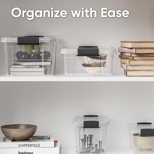 Superio 13.7 Qt Clear Plastic Storage Bins with Lids and Latches, Organizing Containers, Stackable Plastic Bin for Home, Garage, School, and Office - size: 17.5" x 12" x 5.25"