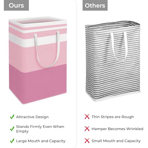 HomeHacks 2 Pack Large Laundry Baskets, Waterproof, Freestanding Laundry Hampers, Collapsible Clothes Hamper with Reinforced Handles in Laundry, College Dorm, Bathroom, Bedroom (Pink, 88Lx2) - color: Pink, size: 88L