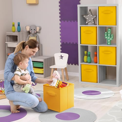Sorbus Foldable Storage Cubes - 6 Fabric Baskets for Organizing Pantry, Shelf, Toy Box, Cubby, Closet Organizer - 11 Inch Collapsible Closet Organizers and Storage Bins (Dark Yellow 6 Pack) - color: Dark Yellow, size: 11 Inch