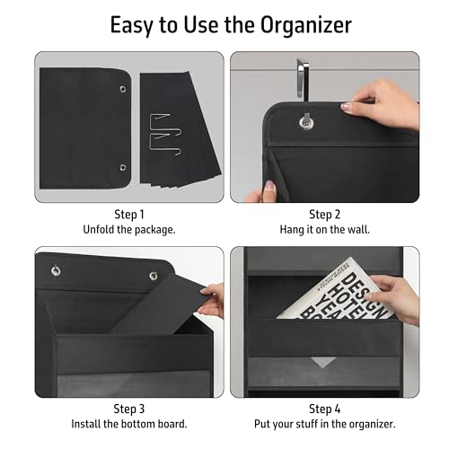 Giraffe Creation Over Door Organizer with 4 Large Capacity Pockets, Heavy Duty Hanging Organizer Storage for Closet Bathroom Nursery Bedroom Dorm, Toys Cosmetics Sundries and Baby Essentials, Black - color: Original Black