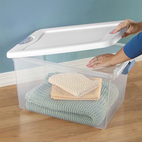 Sterilite 6-Pack Latching Box, Under Bed Storage Bins with Lids, Clear Plastic, 64 Quart - Heavy-Duty Organizing Containers for Closet, Bathroom, and Office - size: 64 Quart, style: 6 Pack