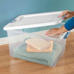 Sterilite 18-Pack Latching Box, Under Bed Storage Bins with Lids, Clear Plastic, 64 Quart - Heavy-Duty Organizing Containers for Closet, Bathroom, and Office - size: 64 Quart, style: 18 Pack