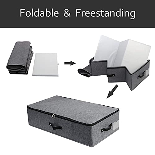 AMJ Foldable Under Bed Storage Basket Container [2 Pack] with Durable Fabric for Clothes, Shoes,Toys, Blanket, Comforter Organizers Bins, Black Grey - color: Black Gray, 2PCS