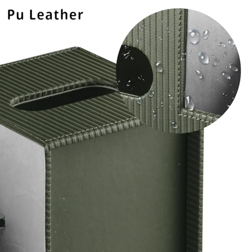 Modern PU Leather Cube Tissue Box Cover with Storage Tray, Multifunctional Remote Control Holder & Facial Tissue Dispenser Organizer for Nightstand, Bathroom, Bedroom, Office & Home Decor - color: Green
