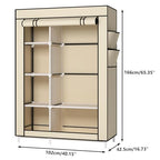 Calmootey Portable Closet Organizers, Clothing Storage, Wardrobe with 6 Shelves and Hanging Rod, Non-Woven Fabric Cover with 4 Side Pockets, Beige - color: Beige
