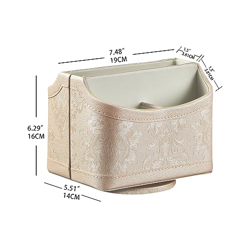 PUSU Leather 360°Rotatable Remote Control Holder,Nightstand TV Remote Caddy,Office Supplies Desktop Organizer,Spinning Storage Box for Pen,Mail,Phone,DVD, Blu-Ray, Media Player, Heater Controllers - color: 1 A Embroidery Flower