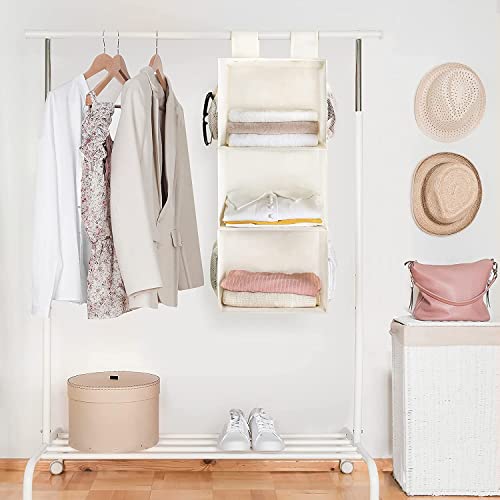 MAX Houser 3-Shelf Hanging Closet Organizers, Collapsible Closet Hanging Shelves for Camper, Nursery Hanging Organizers, Beige, 2-Pack - color: Beige2