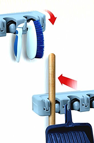 Mop & Broom organizer 3-Slots (White) - color: White, size: Medium, 1-pack