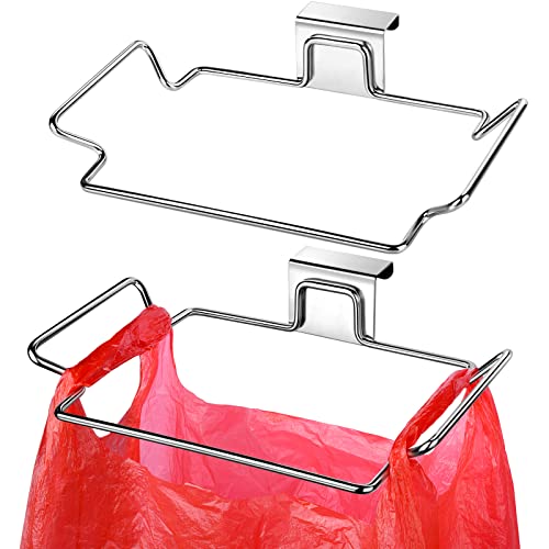 HNYYZL Trash Bag Holder,2 Pack Trash Bag Holder for Cabinet Door and Cupboards,Stainless Steel,Plastic Bag Holder Under Sink,Use for Kitchen,Bathroom,Camper,Rv - color: Silver