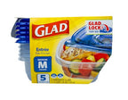 Glad GladWare Entree Food Storage Containers with Lids, Medium Square BPA Free Plastic for Meal Prep and Lunches, Lock Tight Seal, Microwave and Dishwasher Safe, 25 Oz, 5 Count - 6 Pack - size: 25 oz - 30 Count, style: Square