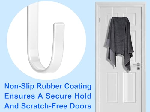 Mars-Rock Over The Door Metal Hooks with Plastic Coating 7.5" Fit 0.5" to 1 3/4" Door 4 Pcs Heavy Duty Single Towel Robe Rack Wreath Bathroom Shower Hanger Shoe Organizer Ironing Board Long White - color: J: WT 7.5" fit 0.5" to 1 3/4" door 4pcs