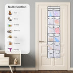 GOMAJI 12 Large Pockets Over Door Hanging Shoe Organizer, White - color: White