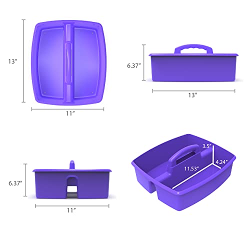Storex 2-Compartment Large Craft Caddy – Multipurpose Classroom Organizer with Handle, Purple, 1-Pack (00955C06C) - color: Purple, size: 1-Pack, style: Large