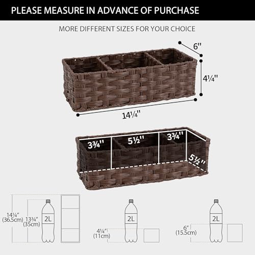 GRANNY SAYS Bathroom Baskets for Organizing, Wicker Baskets for Shelves, Toilet Storage Basket with Dividers, Small Basket for Organizing, Brown, 2-Pack - color: Brown