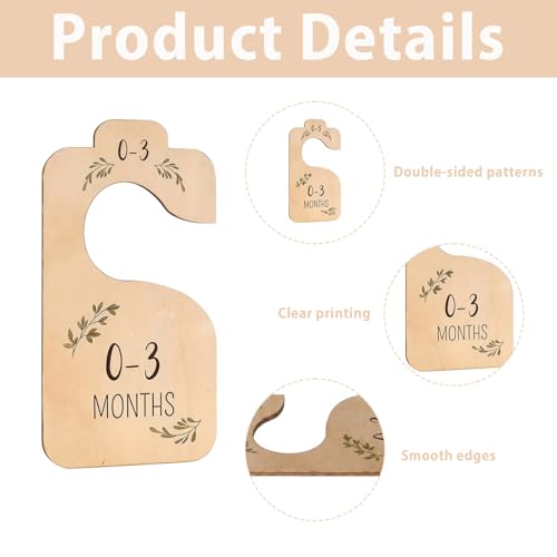 Baby Closet Dividers - 8pcs Wooden Double-Sided Baby Clothes Size Divider Organization for Infant Baby Clothes to 24 Months
