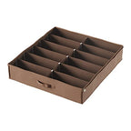 Under Bed Storage Shoe Organizer Bag with Clear Plastic Zippered Cover, Stores 12 Pairs of Shoes by Everyday Home (Brown) - size: 1 pack