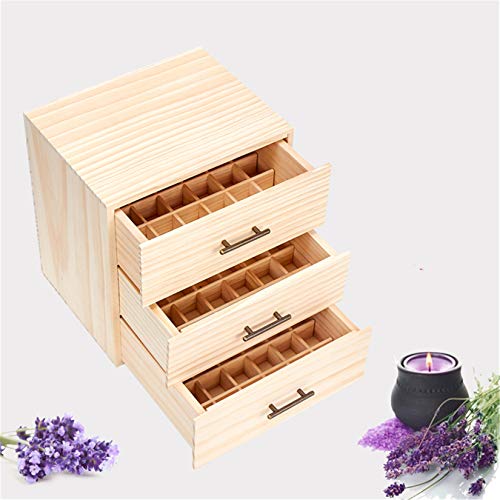 Pure Vie Wooden Essential Oil Storage Box Home Fragrance Carrier Case, Holds 90 Bottle (Fits 5-15ml) - Aromatherapy Organizer Makeup Nail Polish Perfume Container - Keep Your Oil Safe & Space Saver