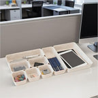 16-Piece Felt Drawer Organizer Set in 4-Sizes, Made from Eco-Friendly Material for Vanity, Makeup, Desk, Office, Kitchen, and Nightstand, Oatmeal - size: 16