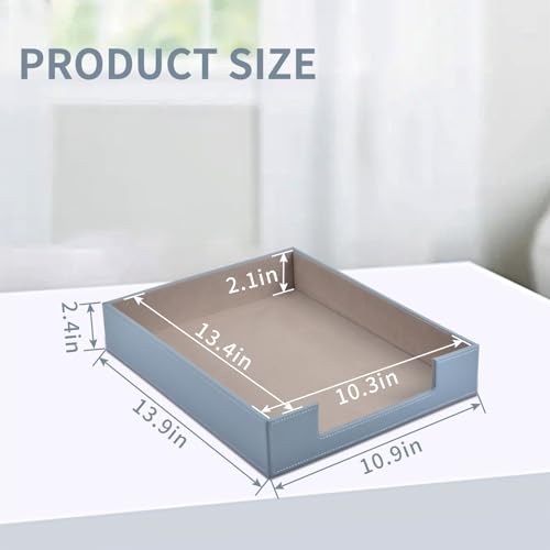 Leather Letter Tray, Office Supplies Desk Organizer for Mail Paper Files Magazines Jewelry Cosmetics,Luxury Letter Holder&Multipurpos Stackable Storage Box Office Desktop,Grey - color: Gray