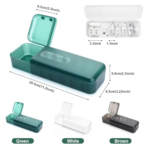 Charger Cable Cord Storage Organizer Box - 3 Pack With Lid - Easy Storage Without Cable Ties-Stackable Cord Organizer for Drawer