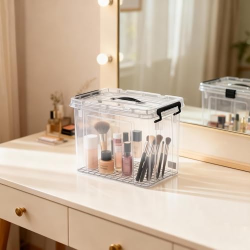 2 Quart 2-Pack Heavy-Duty Stackable Clear Storage Bins with Lids - Premium Clear Plastic Organizing Containers for Home & Bathroom BPA-Free, Pull Handles and Secure Latches - style: 2 QT 2-Pack