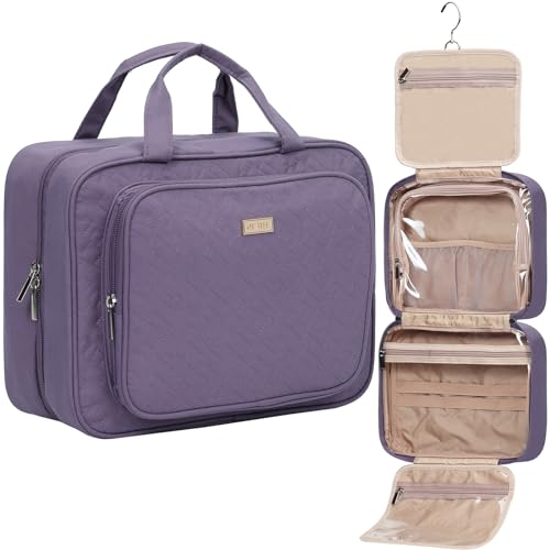 NISHEL Travel Toiletry Bag for Women, Makeup Essentials Organizer, Hanging Case for Accessories, Cosmetics, Large Size, Purple - color: Purple, size: Large