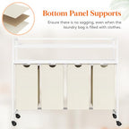 Lifewit Laundry Hamper 4 Section, 168L Pull out Laundry Clothes Basket Organizer with Large Top Shelf and 4 Removable Bags and Handles for Laundry Room Bedroom Bathroom, White with Shelves and Wheels - color: White, style: Laundry hamper with shelves and