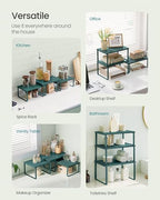 SONGMICS Cabinet Organizer Shelf, Set of 3 Kitchen Counter Shelves, Kitchen Storage, Spice Rack, Stackable, Expandable, Cascade Green UKCS220C01V1 - color: Cascade Green