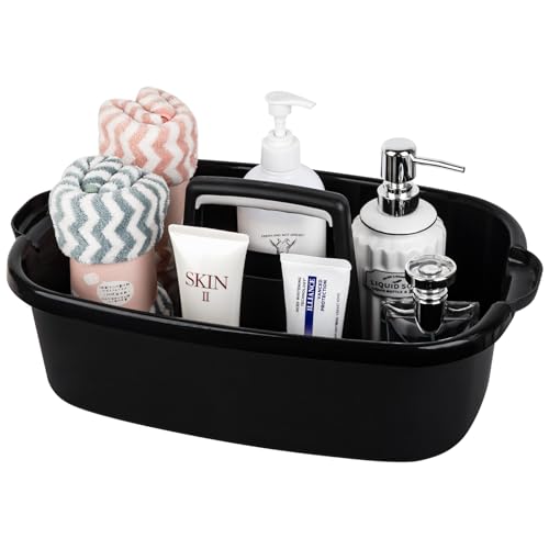 Large Cleaning Supplies Caddy Portable Shower Basket Supply Organizer with Handle Plastic Bucket Tool Storage for Bathroom, Bedroom, Kitchen, College Dorm, Garden, Black - color: Black, size: Large, 1pc