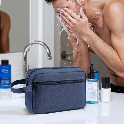 Travel Toiletry Bag, Small Cosmetic Bag, Hanging Water-Resistant Organizer for Men & Women, Ideal for Makeup, Shaving Kit, Gym Essentials & Travel Accessories (Blue) - color: Blue