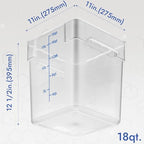 CURTA 8-Pack 18 Qt NSF Clear Polycarbonate Food Storage Containers with Blue Lids - Square, Commercial-Grade, Freezer & Dishwasher Safe, Stackable - color: 18.0 Qt 8-Pack(Blue Lids)
