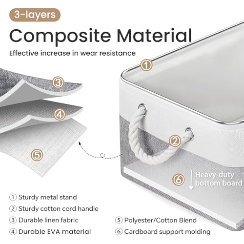 Large Storage Baskets- 15.7x11.8x8.26 inch Storage Bins for Shelves and Closet Organizing, Foldable Fabric Bin for Home Organization Clothes and Laundry (3-Pack, White&Grey) - color: WhiteGray, size: 15.7inX11.8inX8.26in-3P